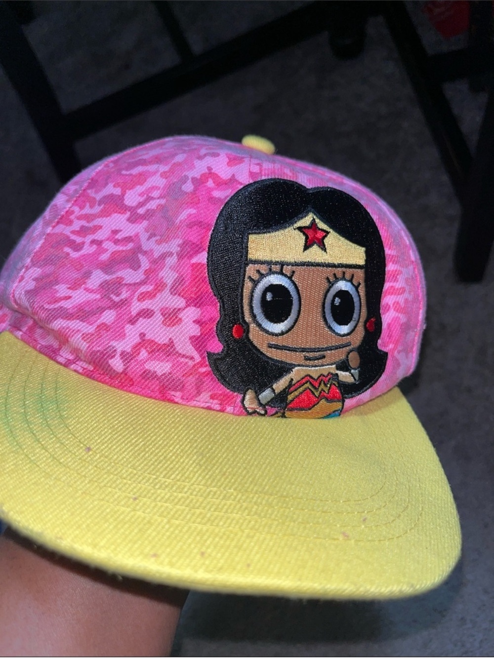 DC Comics Wonder Woman Pink Camo & Yellow Kids Hat